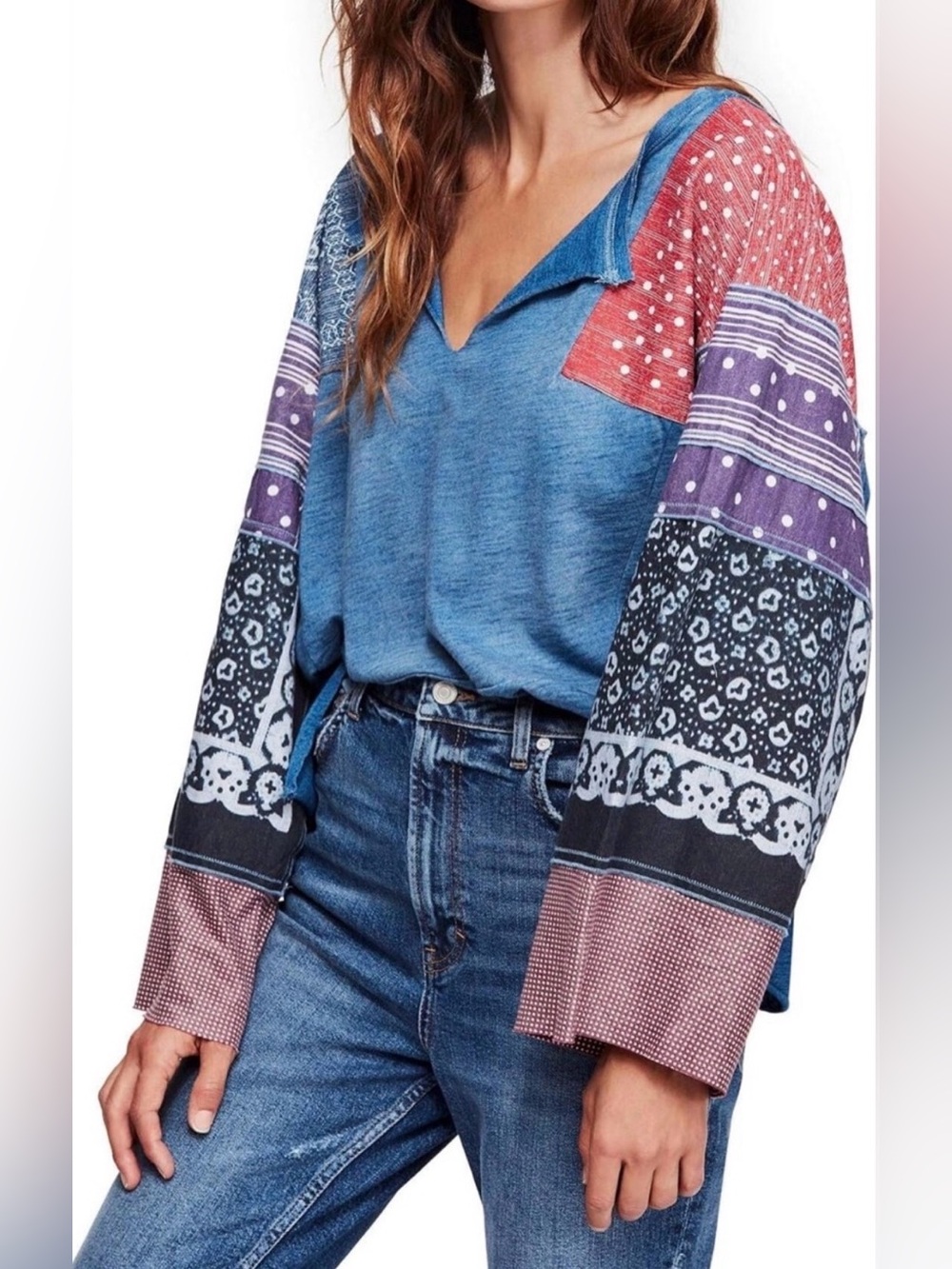 New FREE PEOPLE Navy Combo SHIBUYA Tee XS Sold Out RARE $128